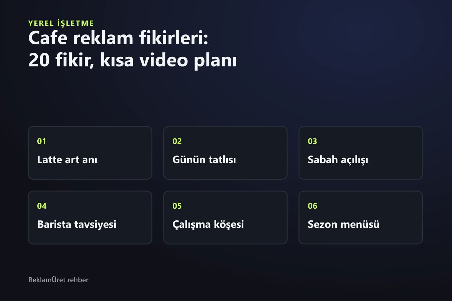 Kafe reklam fikirlerini gösteren fincan ve kısa video kareleri